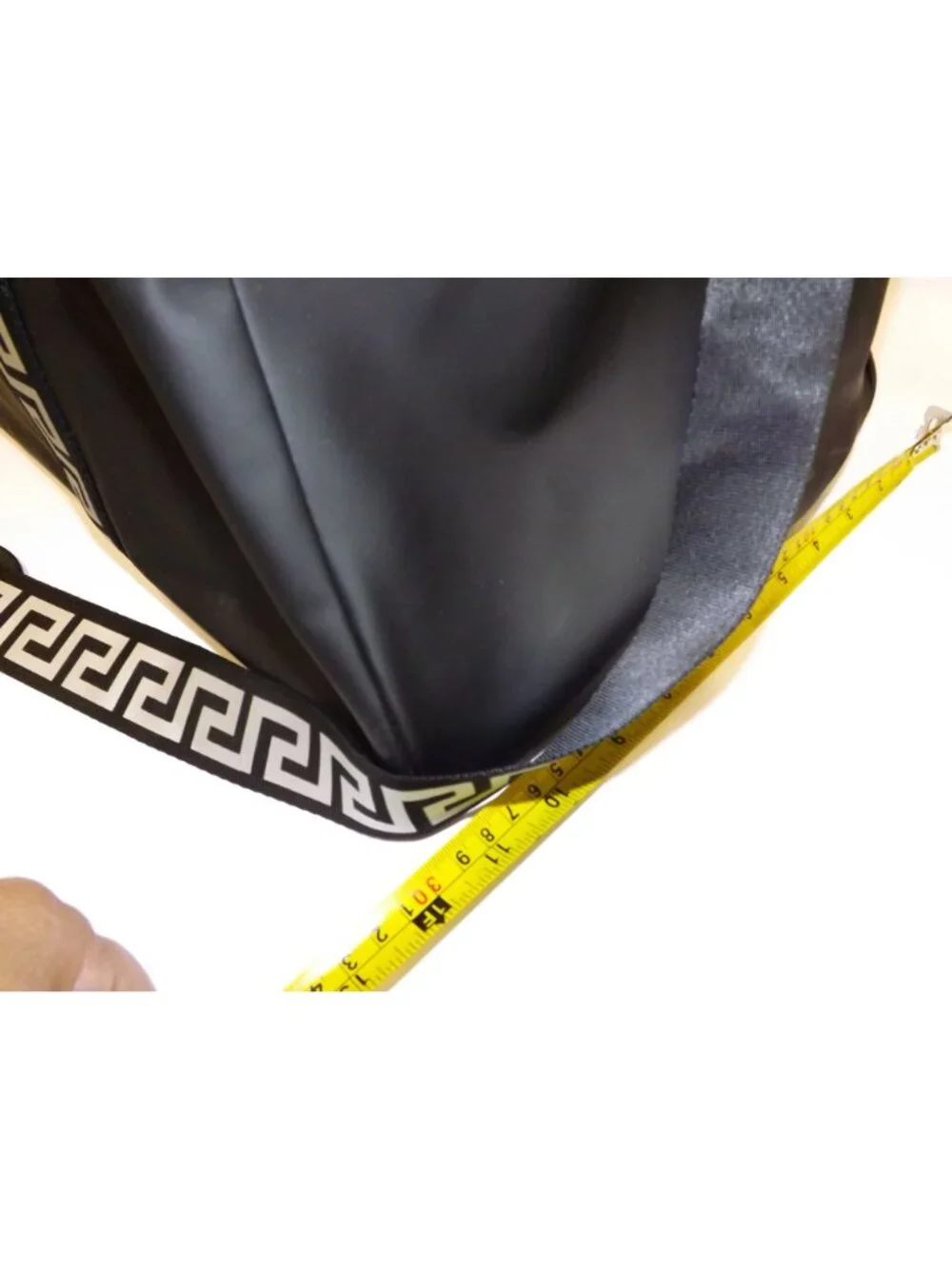 VERSACE black Overnight Duffle Bag With Strap Greek Key Pattern Weekender Bag